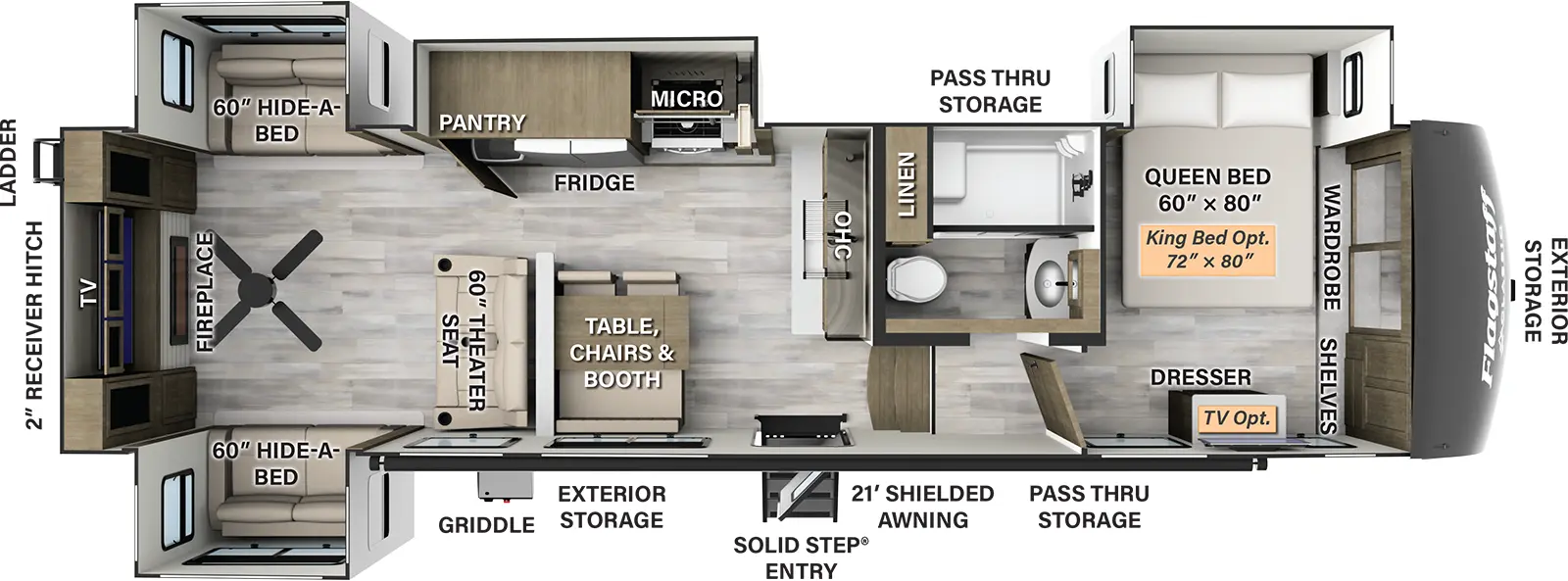 Flagstaff Classic Fifth Wheels 375RL Floorplan